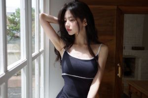 [MADE] Marine-Style Color-Block Sleeveless Dress with Built-in Bra Cups