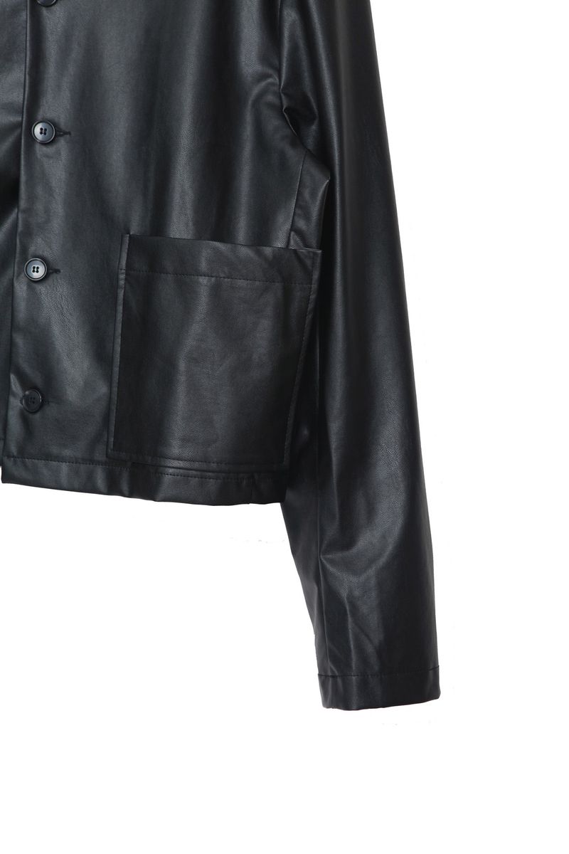Crop leather cardigan