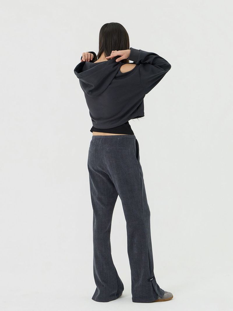 Knit cut detail bootcut Pants, Charcoal