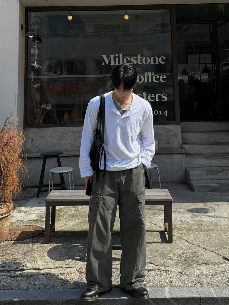 Thorpe layered long-sleeve henley neck