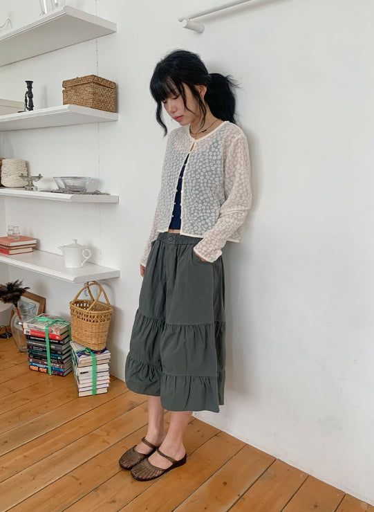 Attle Summer See-Through Flower Cardigan