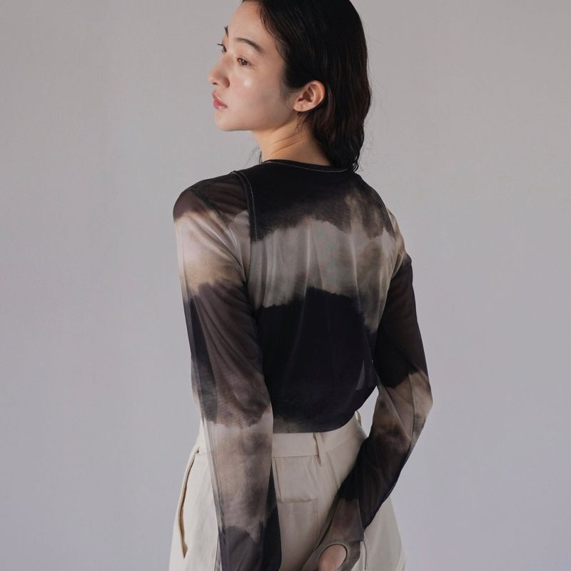 sheer marble layered tops