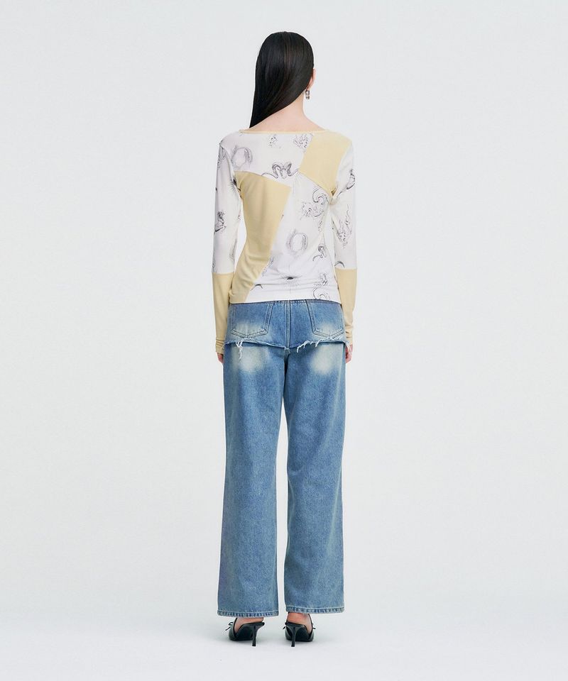 Elemental Motif Patchwork T-shirt _ YELLOW