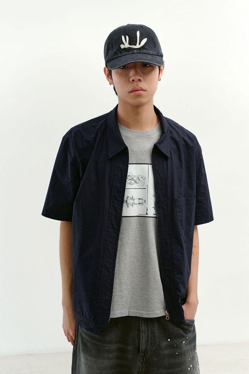 Field Panel Paper Half Shacket (Navy)