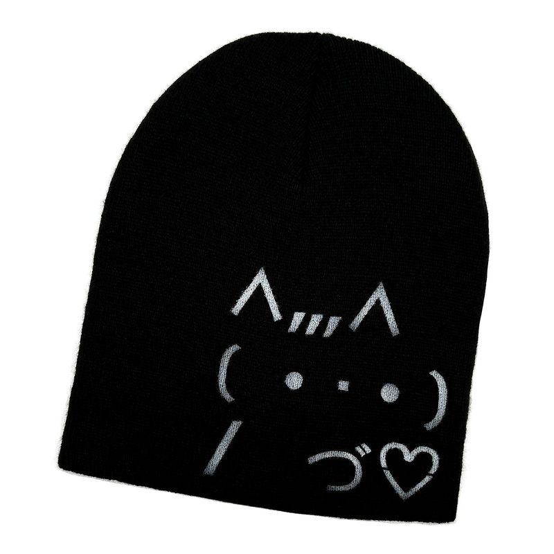 Cat Emoji Beanie [Black]