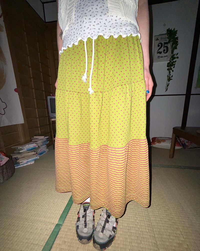 douchidouchi(ドウチドウチ)の「(2color/Reversible) Dot Stripe Tiered Flare Skirt(Skirts)」