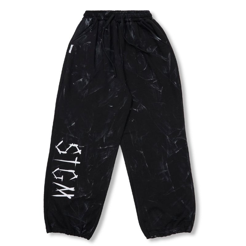 Dirty Washed Wide Jogger Pants Black / White