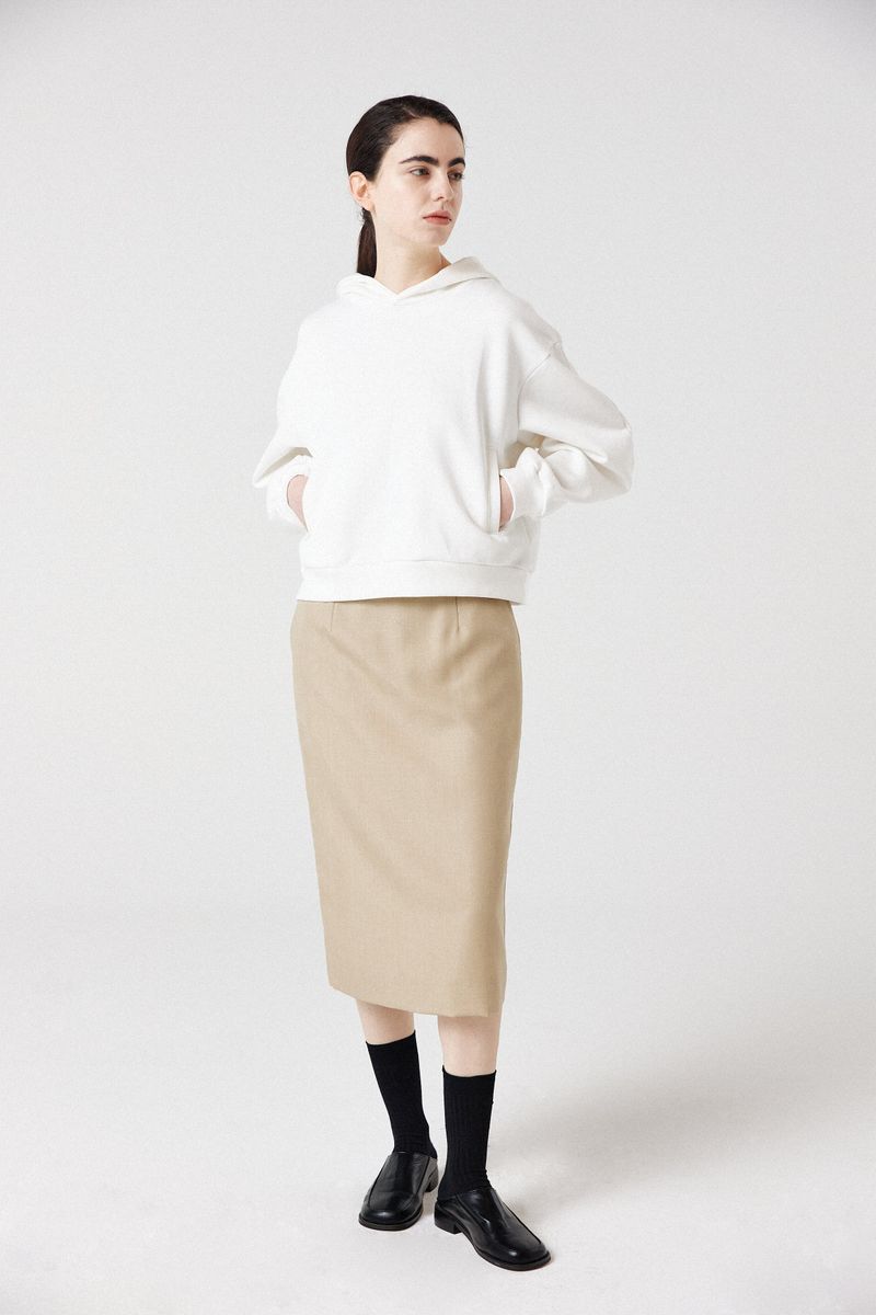 wool line midi skirt_beige