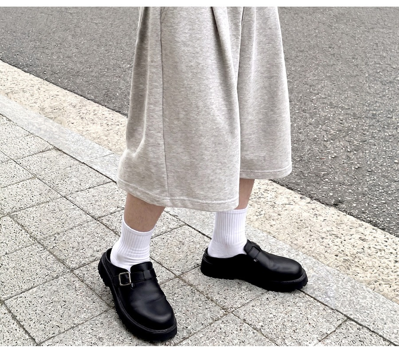 Balloon Curved Side Tuck Bermuda Pants Melange