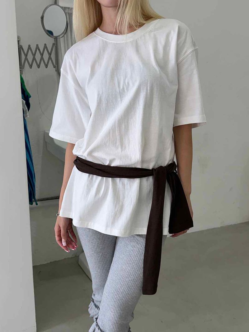 Back eyelet over fit t-shirts(3color)