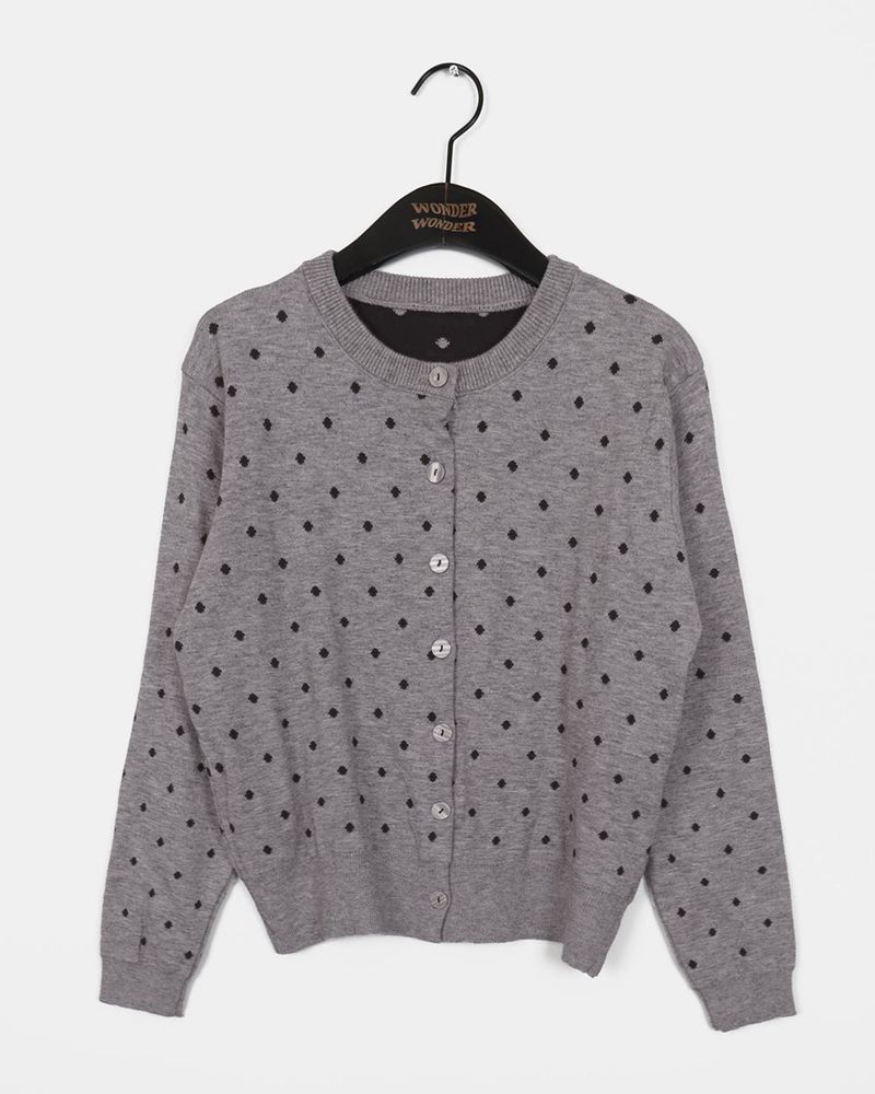 Hepo Dot Round Knit Cardigan