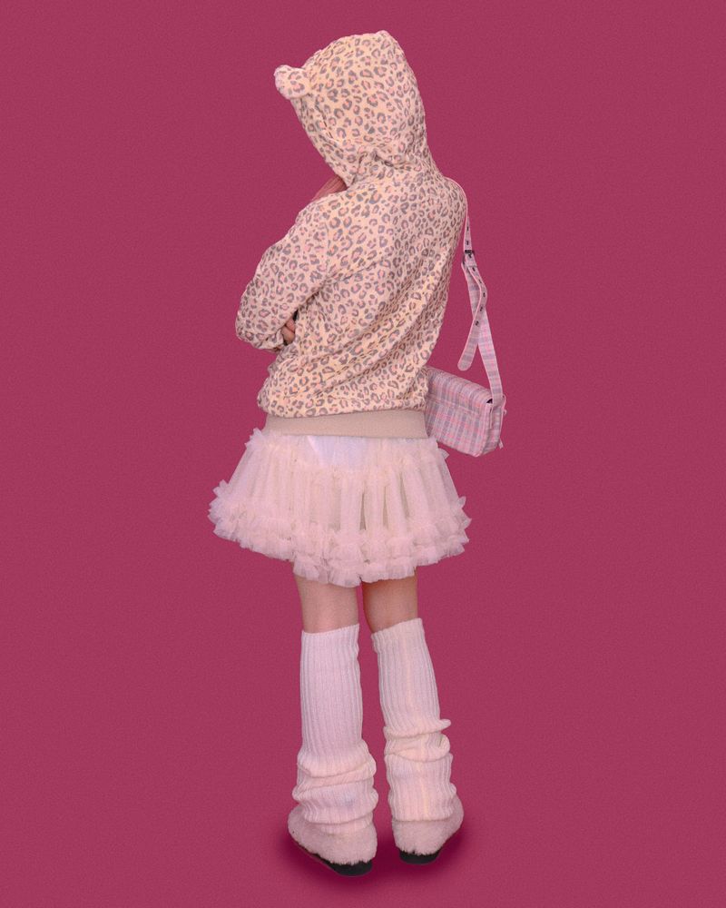 mimi leopard bear hood zip-rp (기모)