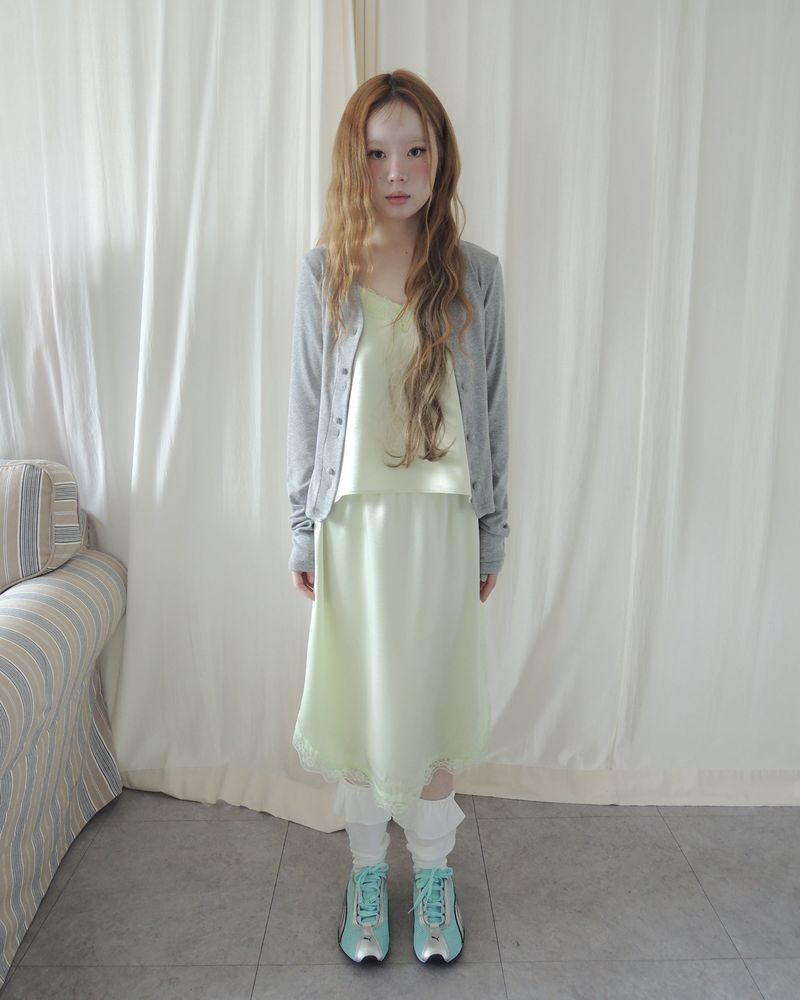 SILKY LACE SLIP MIDI SKIRT