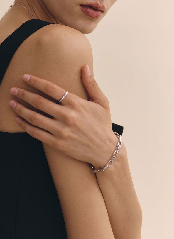 26SS★ [Premium Plating] Name AB(W) Bold Chain Bracelet