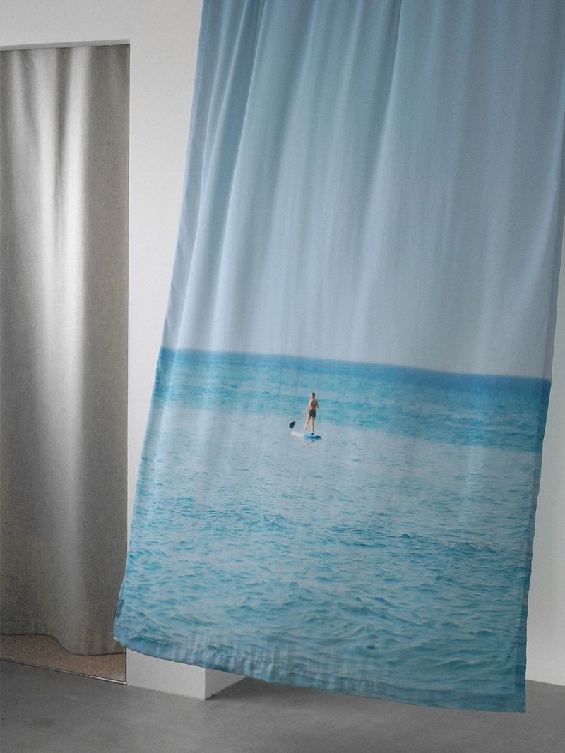 marine blue curtain