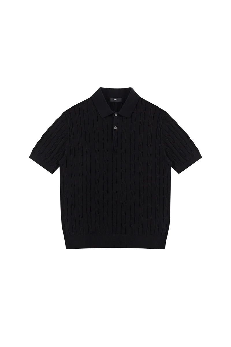Cable Knit Polo Shirt