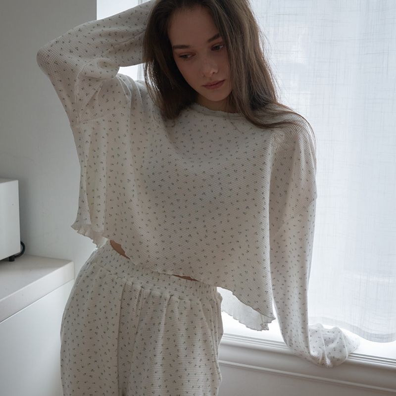 Waffle Cozy Crop Top (2color)
