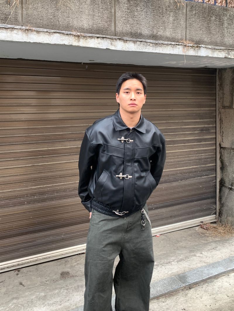 Hook Leather Crop Jacket