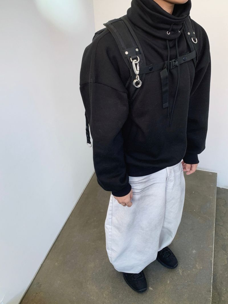 Double turtleneck over sweatshirt 2C