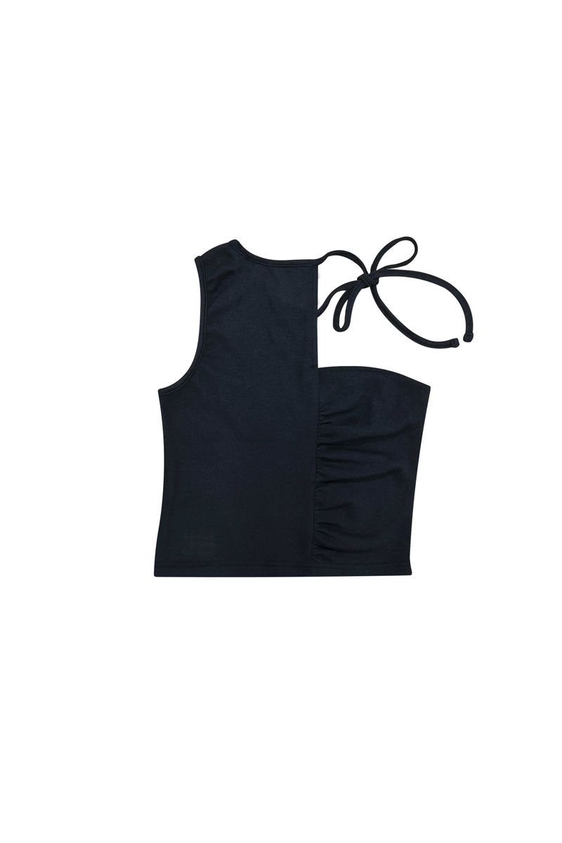 BEBE UNBALANCE SLEEVELESS TOP / BLACK