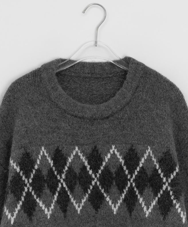 Danters Hairy Argyle Round Knit