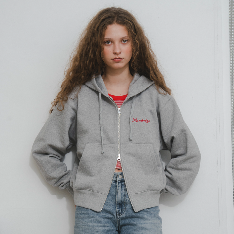 Two Way Heavy Cotton Zip Hoodie (GRAY)