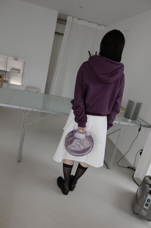 frill ribbon hood zip up (2c)