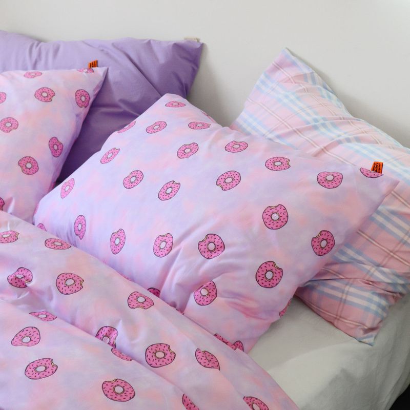 Pink donut pillow case