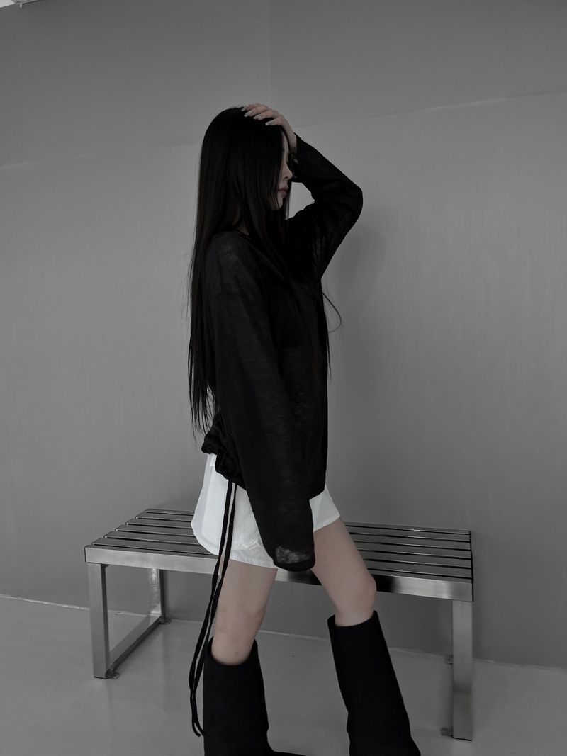 linen see-through long sleeve T (2color)
