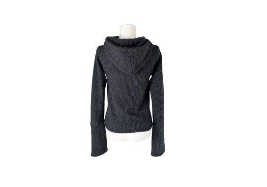 [Fleece/Sleeves Button] Rambo Brushed High Neck Ribbed Button Hood Knit