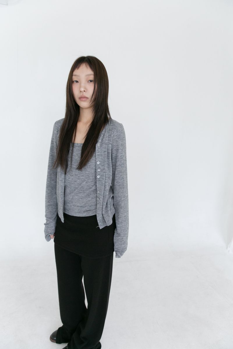 melange layered cardigan top(3colors)