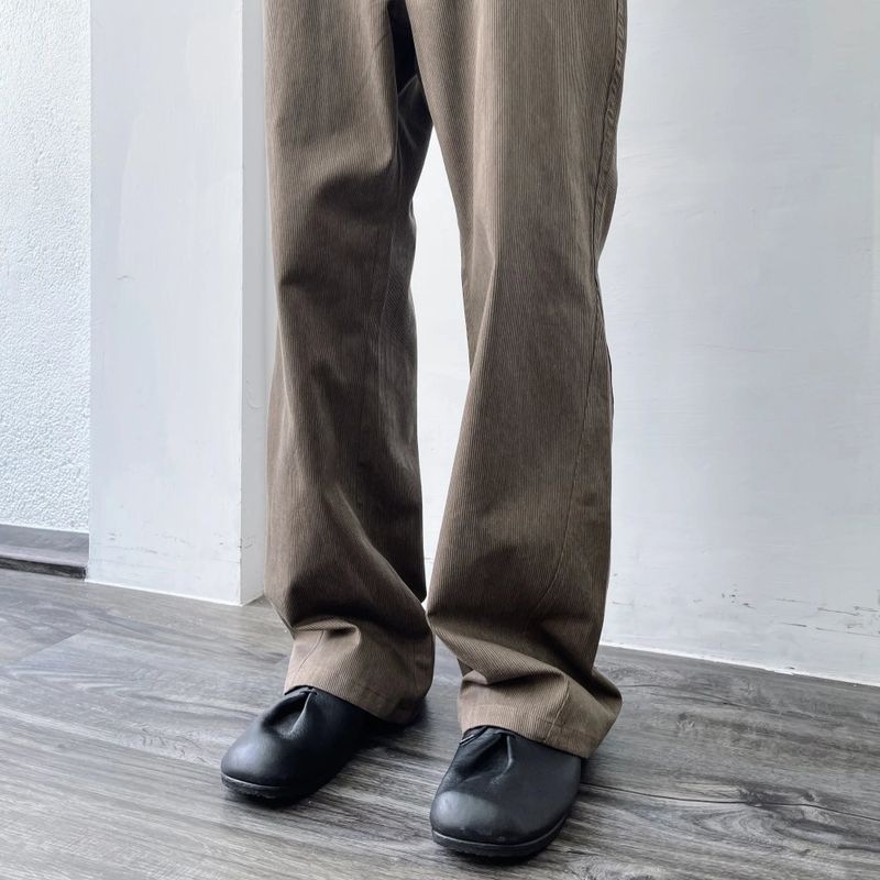 Ribbed Draped Wide Trousers