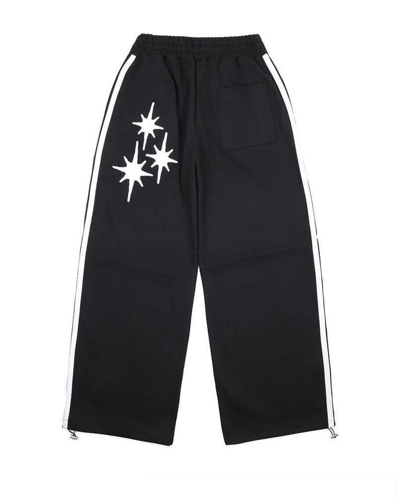 Star Piping Track Balloon Sweat Pants - Black