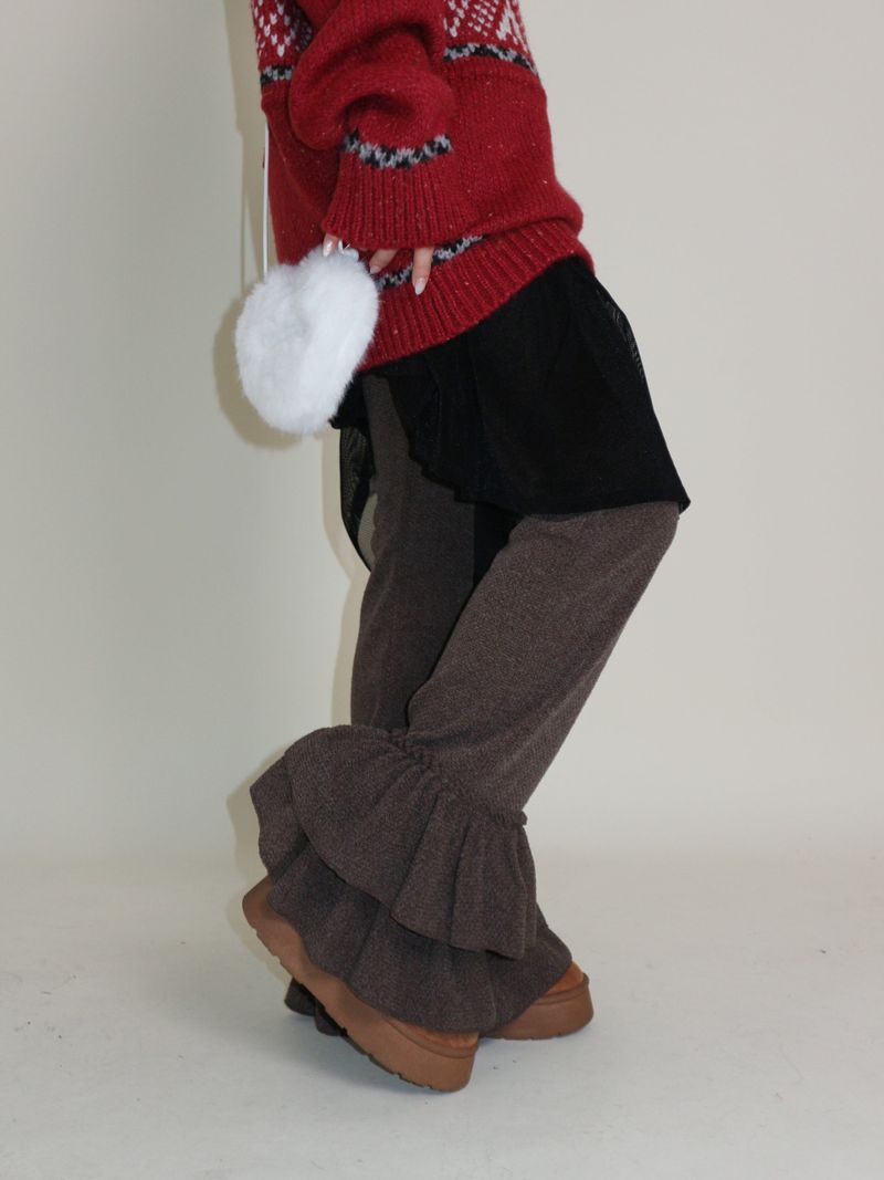 UZYOUNG（ユズヨン）の「Cue frill cancan knit bootcut pants (leggings)（Pants）」