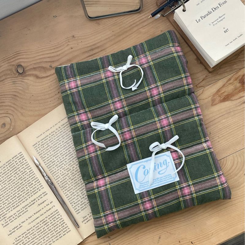 Pillow Notebook Pouch_tartan green