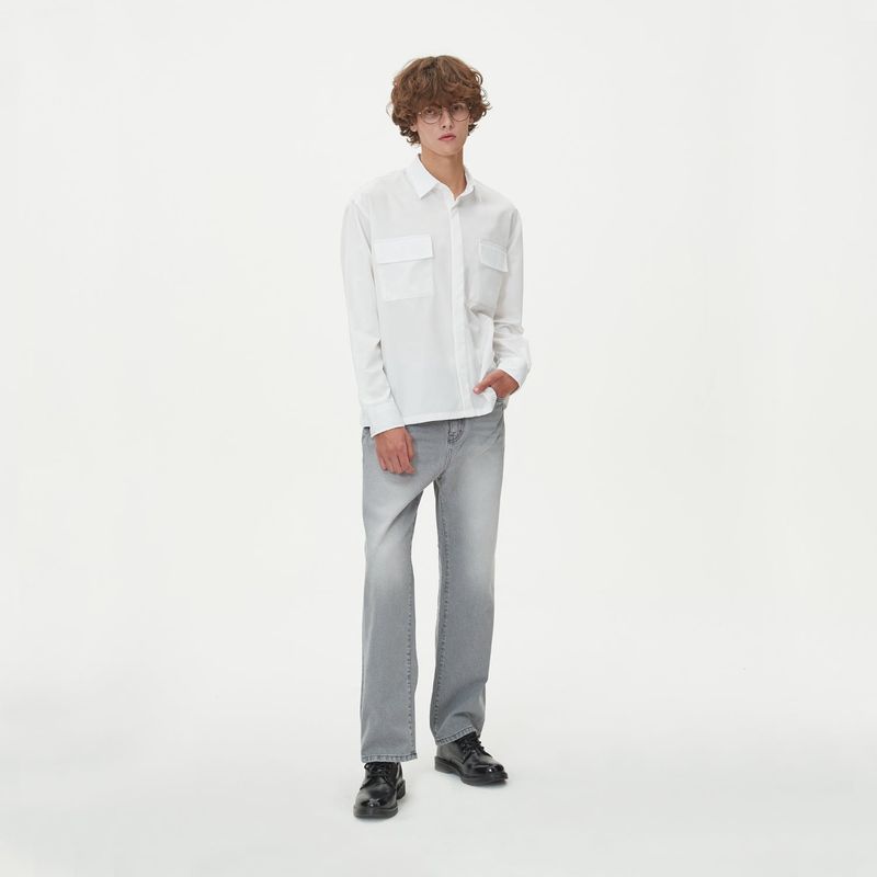 TWO POCKET HIDDEN BUTTONS SHIRTS_IVORY
