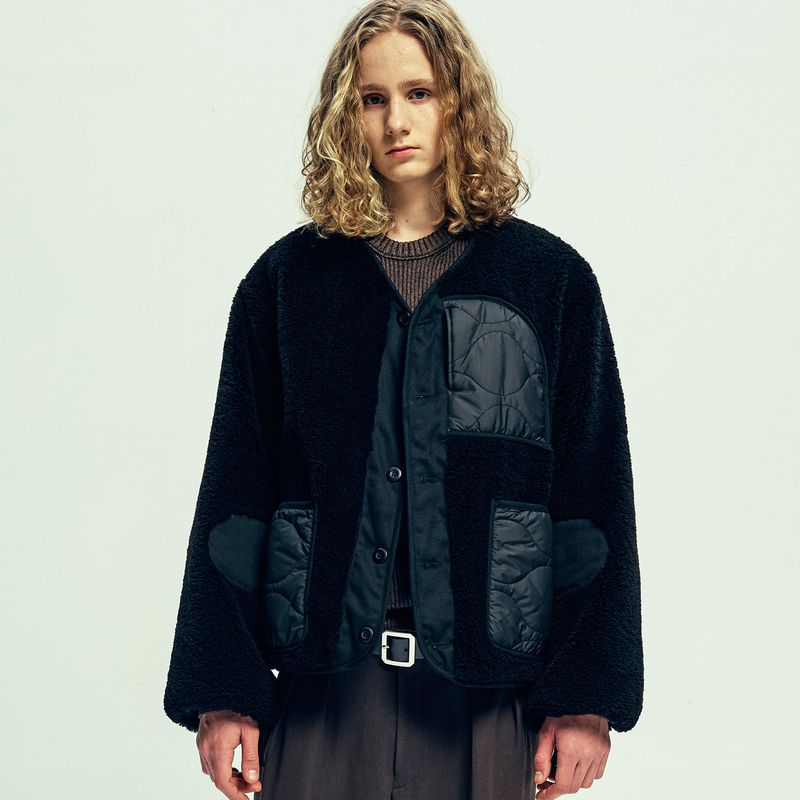 reversible quilted & fleece liner jacket black