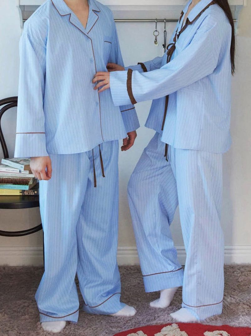 MOIFAIRE(モイフェア)の「(M)STRIPED PAJAMA SET / SKYBLUE(Tops)」