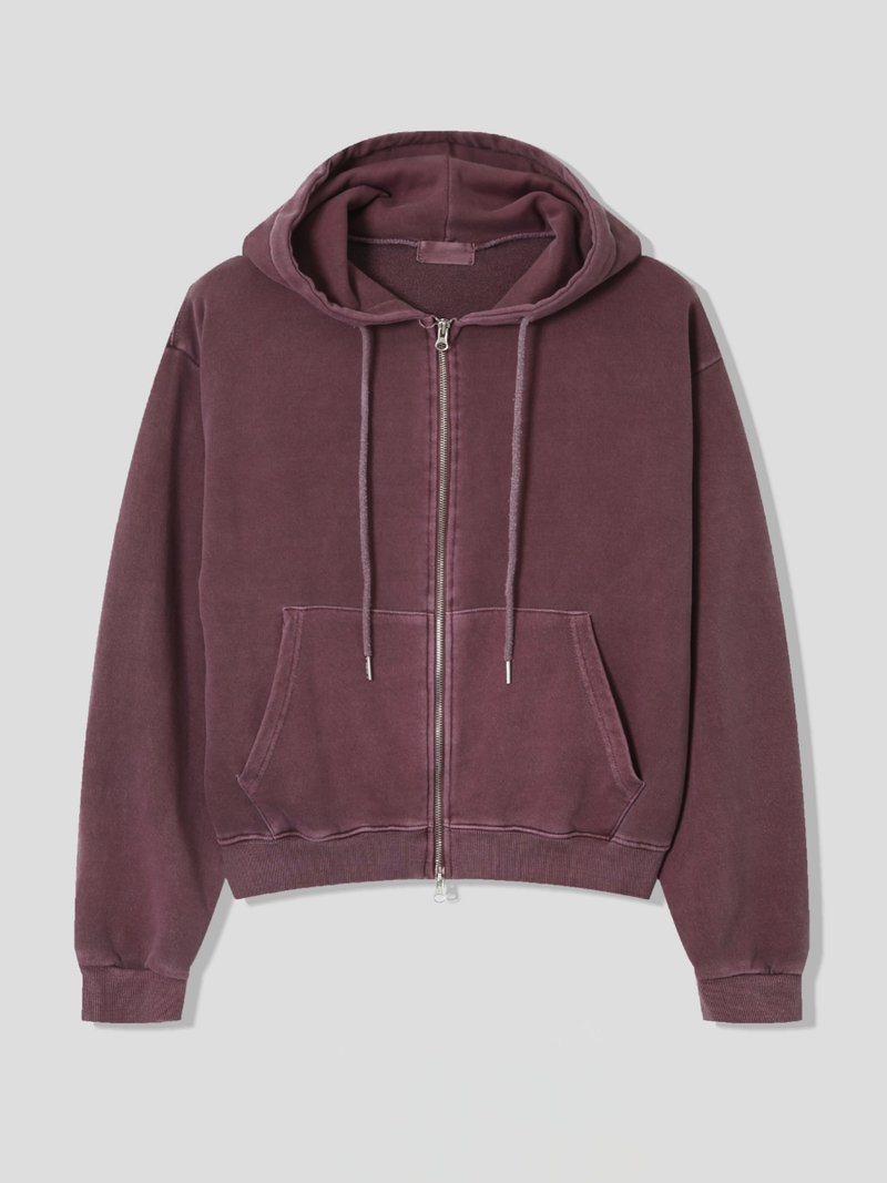 pigment crop hood zip up 