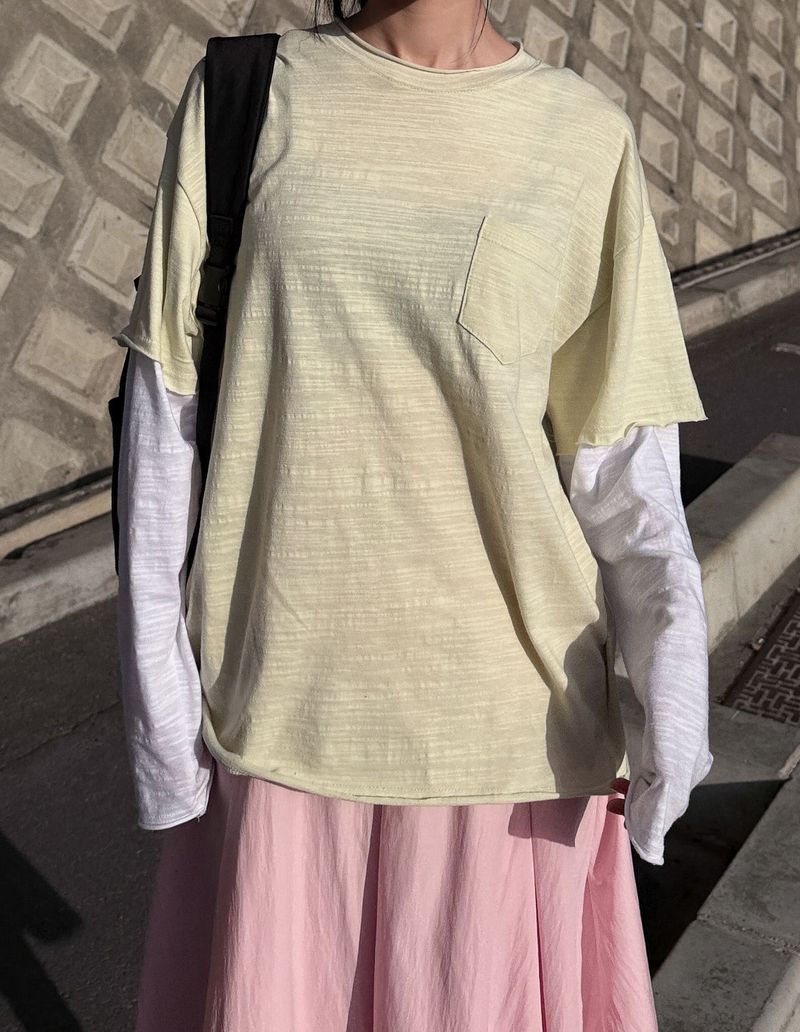  POCKET DOUBLE-SLEEVE TEE