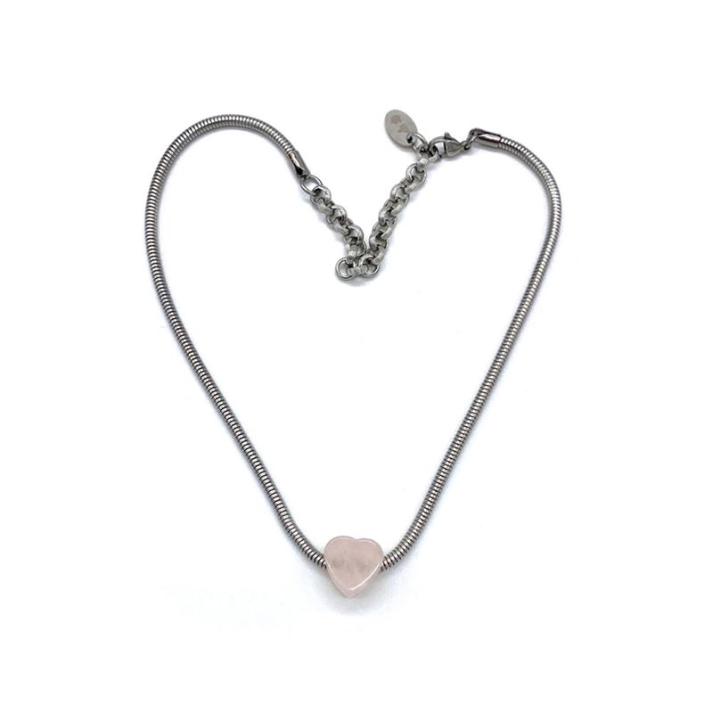 Heart snakechain necklace-pink