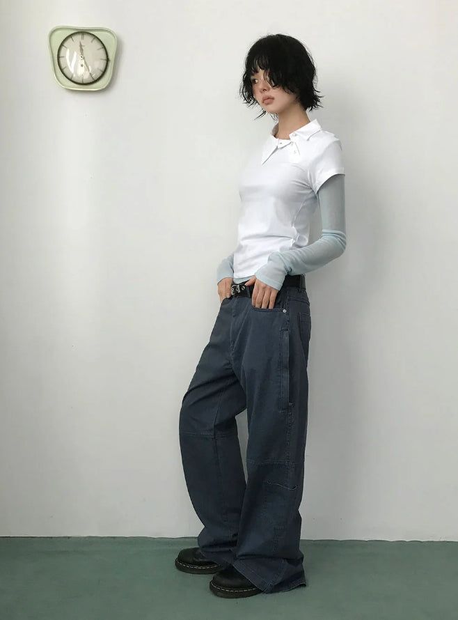 VINTAGE DYEING ZIPPER PANTS