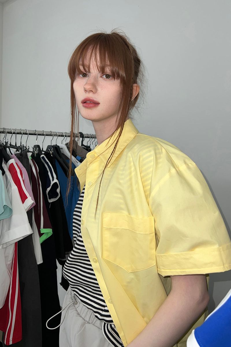HALF COTTON OVERFIT SHIRTS (YELLOW)