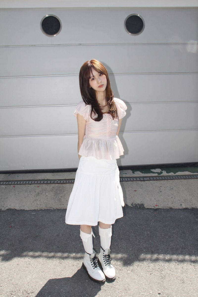 RIBBON PUFF SHIRRING BLOUSE (2COLOR)