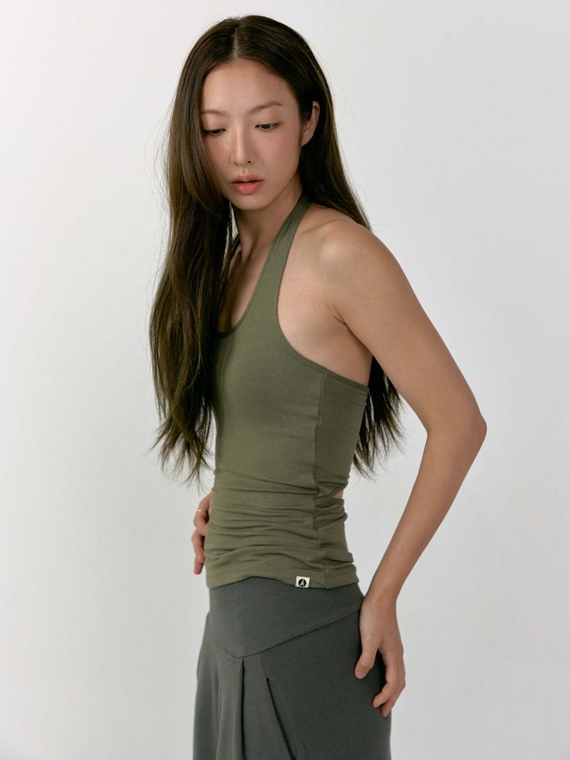 Urban Halterneck Tank Top (Olive)