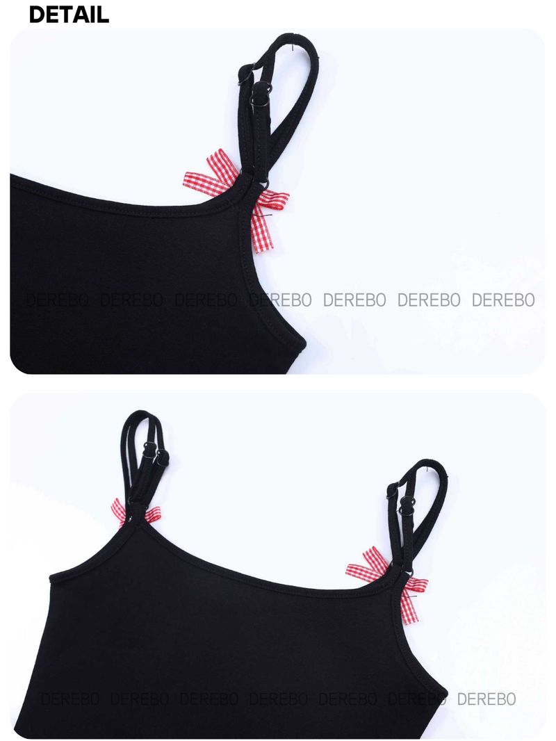 Fuzzy Cartoon Bow Sleeveless Camisole Tea