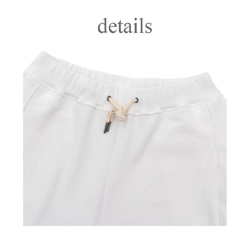 BERMUDA PLEATS WIDE SWEAT SHORTS_WHITE