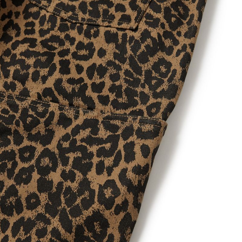 Leopard cotton twill pants / Beige