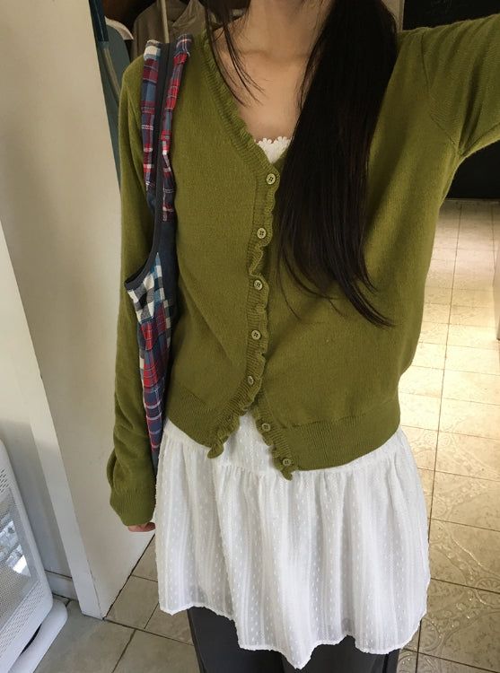 Rico Frill V-Neck Knit Cardigan