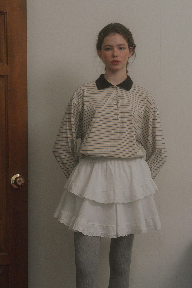WITHOUTSUMMER（ウィズアウトサマー）の「Weekly collar t-shirt_beige（Tops）」